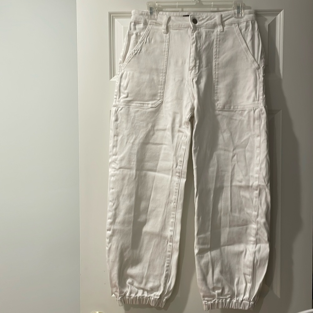 Aqua white denim jogger